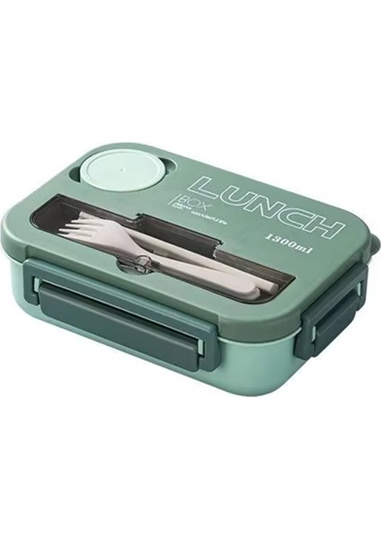 Yetişkinler ve Öğrenciler Için Çatal Bıçak Takımlı, 4 Bölmeli, Sızdırmaz, Mikrodalga ve Bulaşık Makinesinde Yıkanabilir Bento Öğle Yemeği Kutusu B (Yurt Dışından)