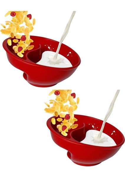 Bölmeli Tahıl Kasesi, Yoğurt, Süt, Çilek, Patates Kızartması, Ketçap Kırmızısı Için Yeniden Kullanılabilir Atıştırmalık ve Sos Kaseleri (Yurt Dışından)