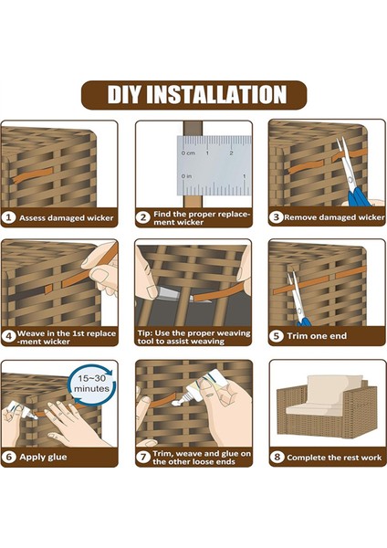 Hasır Onarım Malzemesi Düz Sentetik Rattan Dokuma Malzemesi Plastik Rattan Örgü Onarım Sandalye Masa, Depolama Sepeti (Yurt Dışından) indirimleri