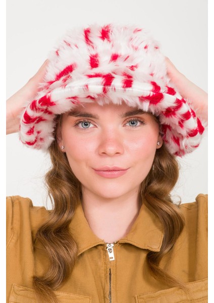 Kadın Kırmızı Özel Seri Peluş Bucket Şapka modelleri