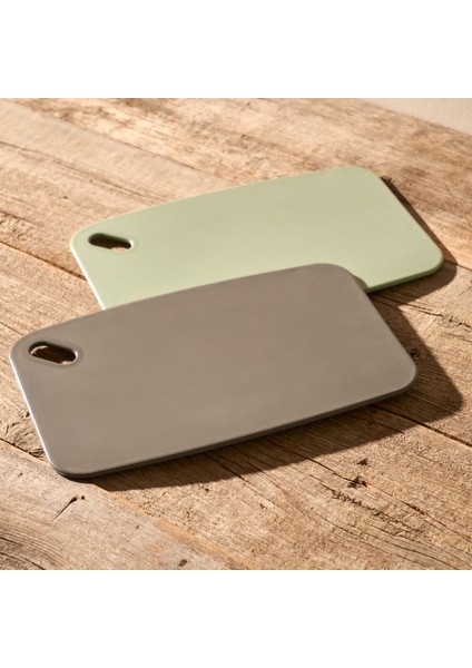 Ronna 2'li Kesme Tahtası Seti Yeşil-Gri (30X20X0,8 Cm)