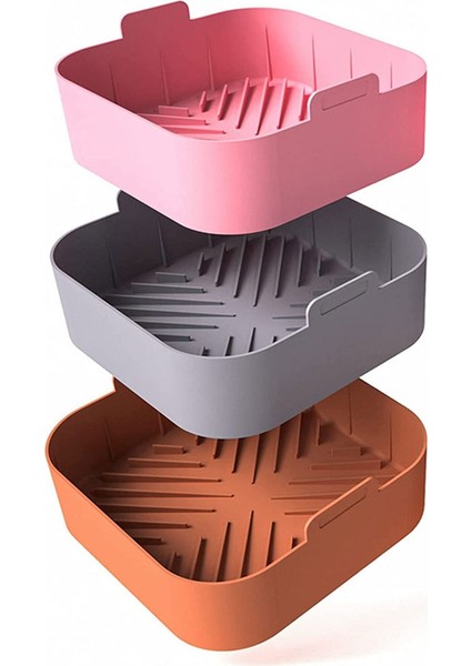 3 Adet Hava Fritözü Silikon Kaplamaları Kare Hava Fritözü Kaplamaları 8.2 Inç Hava Fritözü Tencere 4-8 Qt Hava Fritözü Sepet Aksesuarları (Yurt Dışından)