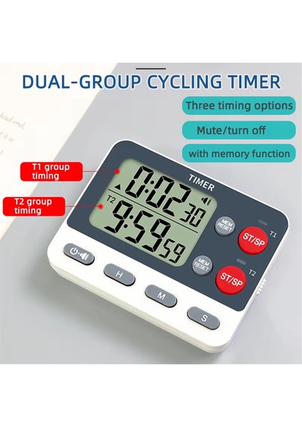 Dijital Mutfak Çift Grup Döngü Zamanlayıcısı Üç Zamanlama Seçeneği, Sessize Alma/kapatma Hafıza Fonksiyonlu Zamanlayıcı Yemek Pişirme Çalışma (Yurt Dışından) modelleri