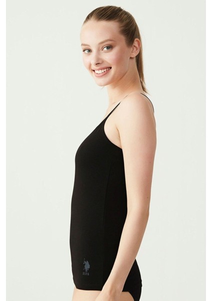 Lisanslı Pamuklu Kadın Ip Askılı Atlet 2 Adet / Siyah fiyatları