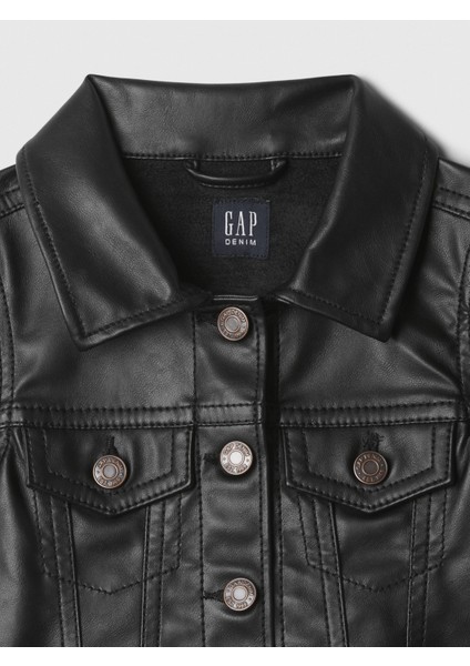 Kız Bebek Siyah Icon Balon Kol Vegan Deri Ceket fiyatları