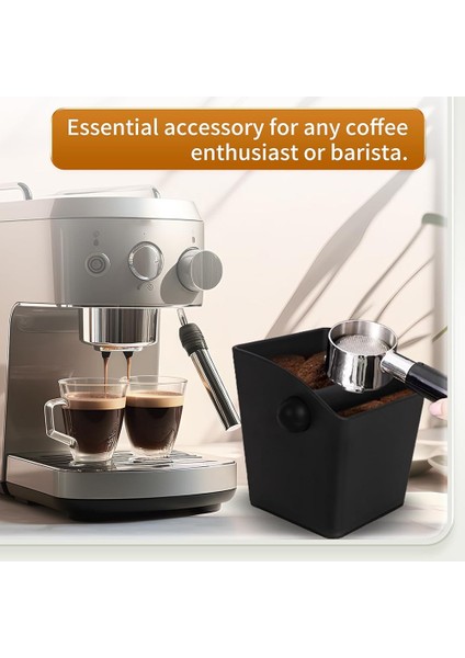 Espresso Knock Box Kare Yüksek Yan Duvar Sıçrama Önleyici Tasarım Knock Box Şok Emici Kaymaz Knock Box Espresso (Yurt Dışından) indirimleri