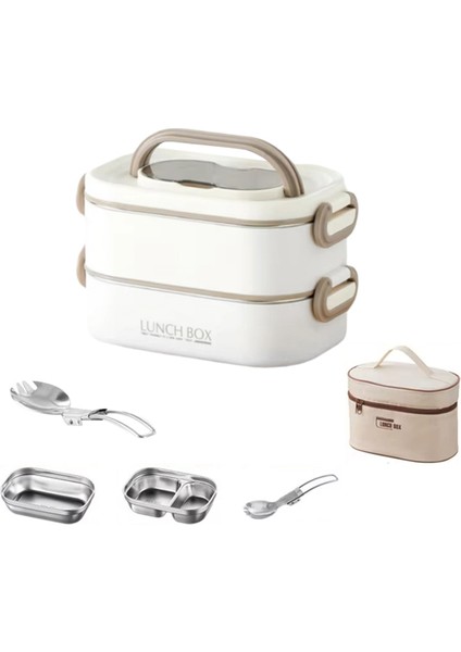 1500ML Çift Katmanlı Paslanmaz Çelik 304 Yalıtımlı Çantalı Termal Öğle Yemeği Kutusu Sızdırmaz Bento Kutusu Yetişkin Öğrenci Yemeği (Yurt Dışından)