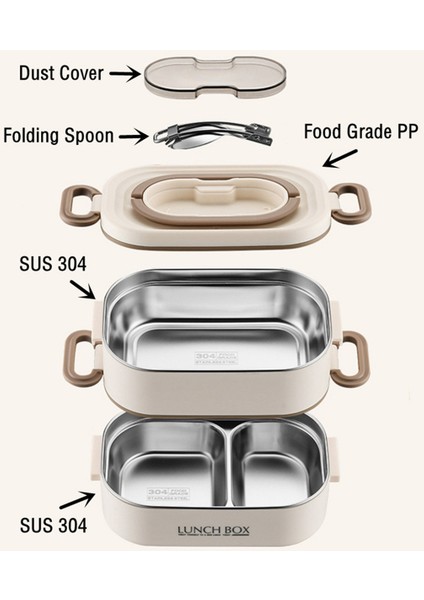 1500ML Çift Katmanlı Paslanmaz Çelik 304 Yalıtımlı Çantalı Termal Öğle Yemeği Kutusu Sızdırmaz Bento Kutusu Yetişkin Öğrenci Yemeği (Yurt Dışından) fırsatları