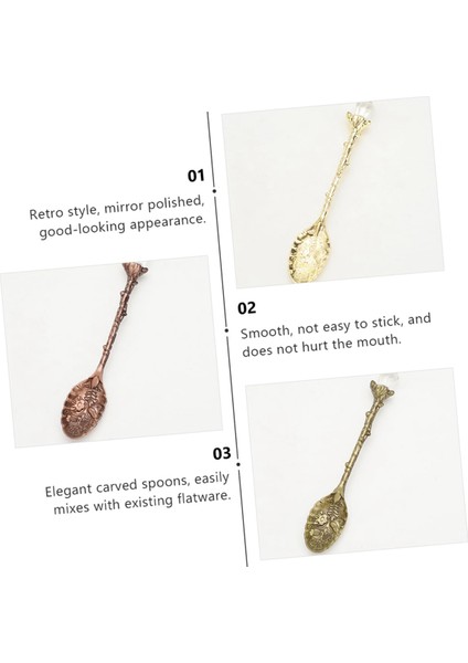 Vintage Işlemeli Kahve Tatlı Kaşığı Seti, Kristal Desen Alaşım Yaprak Kaşık Kupa Kahve Dondurma Kaşığı (Yurt Dışından) fiyatları