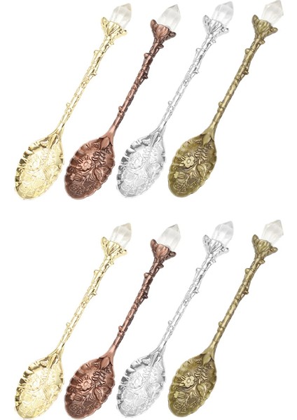 Vintage Işlemeli Kahve Tatlı Kaşığı Seti, Kristal Desen Alaşım Yaprak Kaşık Kupa Kahve Dondurma Kaşığı (Yurt Dışından) modelleri