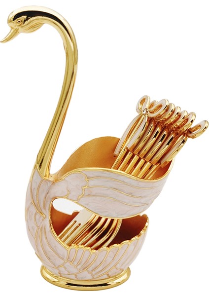 Kuğu Tarzı Kahve Tatlı Kaşığı Seti-Avrupa Meyve Kepçesi Tutucu ve Sofistike Yemek B Için Dekoratif Sofra Takımı (Yurt Dışından)