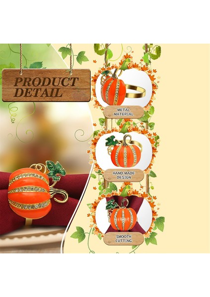 6 Adet Sonbahar Peçete Halkaları, Şükran Günü Peçete Halkası Cadılar Bayramı Balkabağı Peçete Tutucuları Tatil Akşam Yemeği Partisi Için (Yurt Dışından) modelleri