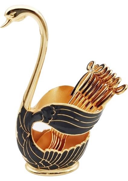 Kuğu Tarzı Kahve Tatlı Kaşığı Seti-Avrupa Meyve Kepçesi Tutucu ve Sofistike Yemek Için Dekoratif Sofra Takımı (Yurt Dışından)