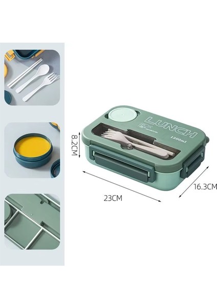 Yetişkinler ve Öğrenciler Için Çatal Bıçak Takımlı, 4 Bölmeli, Sızdırmaz, Mikrodalga ve Bulaşık Makinesinde Yıkanabilir Bento Öğle Yemeği Kutusu A (Yurt Dışından) modelleri