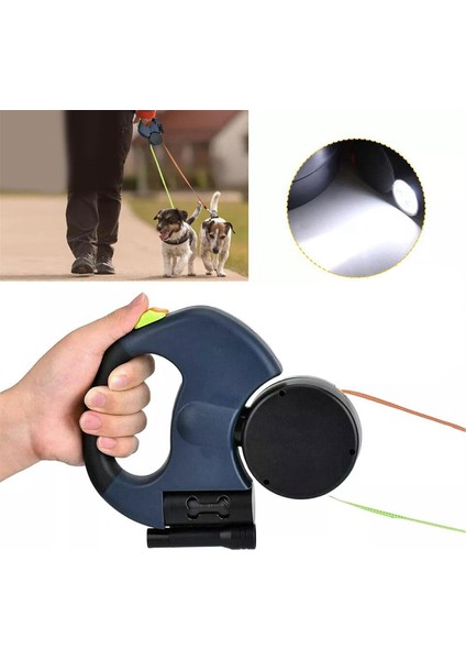 Otomatik Geri Çekilebilir Çift Köpek Tasması El Feneri Atık Torbası Kutusu Rulet Çift Uçlu Çekme Halatı Evcil Köpek Malzemeleri Kırmızı (Yurt Dışından) fiyatları