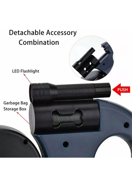 Otomatik Geri Çekilebilir Çift Köpek Tasması El Feneri Atık Torbası Kutusu Rulet Çift Uçlu Çekme Halatı Evcil Köpek Malzemeleri Kırmızı (Yurt Dışından) fırsatları