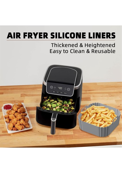 Ninja Air Fryer Pro Xl AF141 AF140 AF181 Kare Air Fryer Astarları Için 2 Adet Silikon Hava Fritöz Kaplamaları Yeniden Kullanılabilir Sepet A (Yurt Dışından) indirimleri