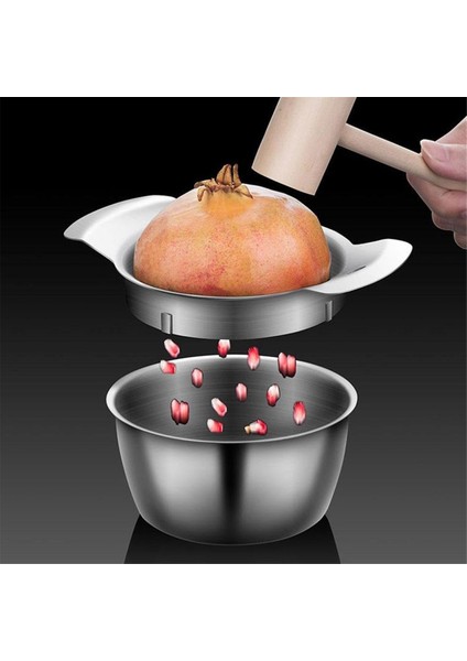 Nar Soyma Aleti Paslanmaz Çelik Nar Çekiçleme Nar Taneleri Çıkarma Aleti Kase ve Ahşap Çekiç (Yurt Dışından) modelleri