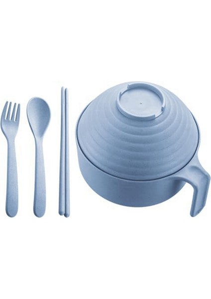 Çubuklu Mikrodalga Ramen Kase Seti - Dayanıklı, Kapaklı Mikrodalgada Pişirilebilir Erişte Pişirici, Yurtlar Için Ideal Nordic Blue (Yurt Dışından)