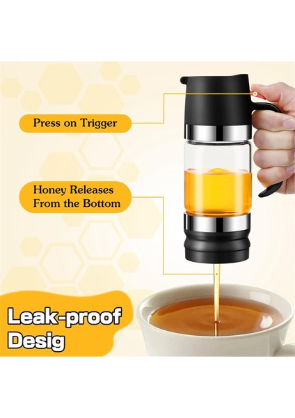 Bal Dağıtıcı Kavanoz, 10 Oz Damlatmayan Saplı Cam Dayanıklı Şeffaf Şurup Dağıtıcı Kabı Silikon Tabanlı (Yurt Dışından) modelleri