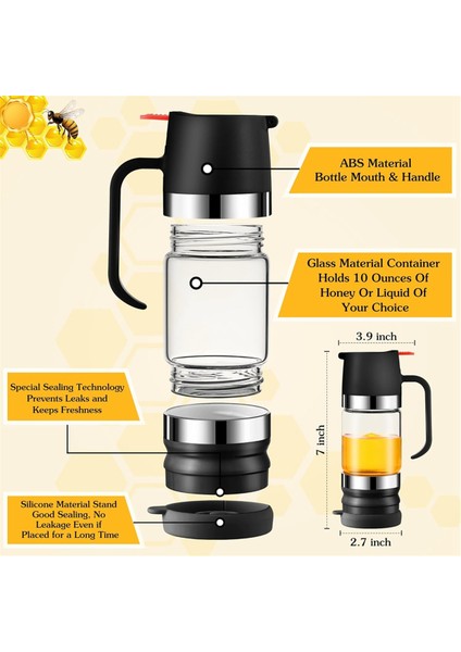 Bal Dağıtıcı Kavanoz, 10 Oz Damlatmayan Saplı Cam Dayanıklı Şeffaf Şurup Dağıtıcı Kabı Silikon Tabanlı (Yurt Dışından) fırsatları