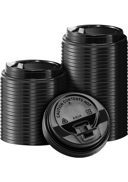 200 Adet Kahve Kupası Kapağı, 10OZ, 12OZ, 16OZ ve 20OZ Kağıt Bardaklar Için 3,54 Inç Tek Kullanımlık Plastik Kapaklar Siyah (Yurt Dışından)