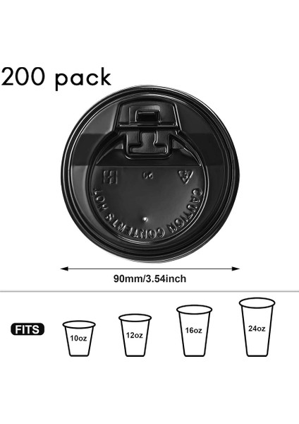 200 Adet Kahve Kupası Kapağı, 10OZ, 12OZ, 16OZ ve 20OZ Kağıt Bardaklar Için 3,54 Inç Tek Kullanımlık Plastik Kapaklar Siyah (Yurt Dışından) fiyatları