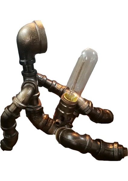Steampunk Masa Lambası Robot Tasarım Endüstriyel Su Borusu Lambası Abd Fişi (Yurt Dışından)
