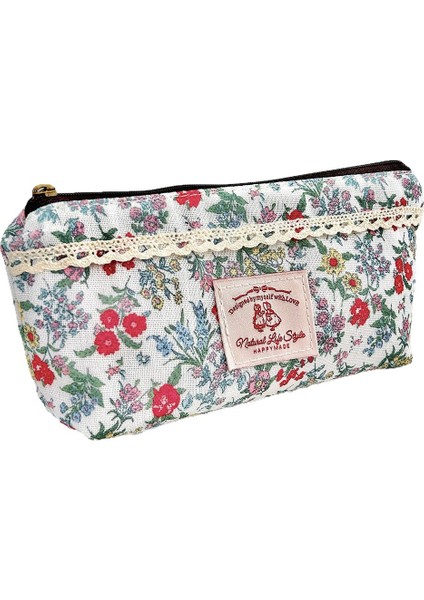 Vintage Dantel Küçük Çiçek Büyük Kapasiteli Kalem Çantası (Yurt Dışından)