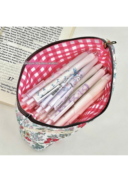 Vintage Dantel Küçük Çiçek Büyük Kapasiteli Kalem Çantası (Yurt Dışından) modelleri