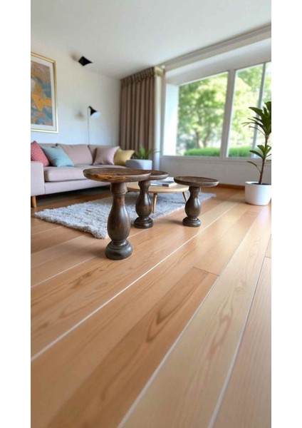 Doğal Ahşap 3’lü Mantar Sehpa Seti – Ceviz Renk Yan Sehpa