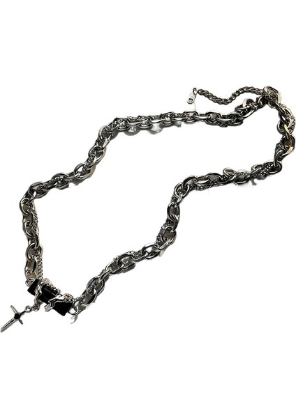 Siyah Safir Titanyum Çelik Kolye Erkek Hip Hop Trend Havalı Köprücük Kemiği Kolyesi (Yurt Dışından) fiyatları