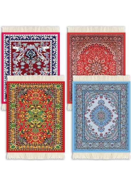 4 Adet Set Halı Altlığı Oryantal Tasarım Halı Içecek Matı Püskül Halı Altlığı Yalıtım Pedi Dalga Fare Altlığı 130MMX190MM (Yurt Dışından)