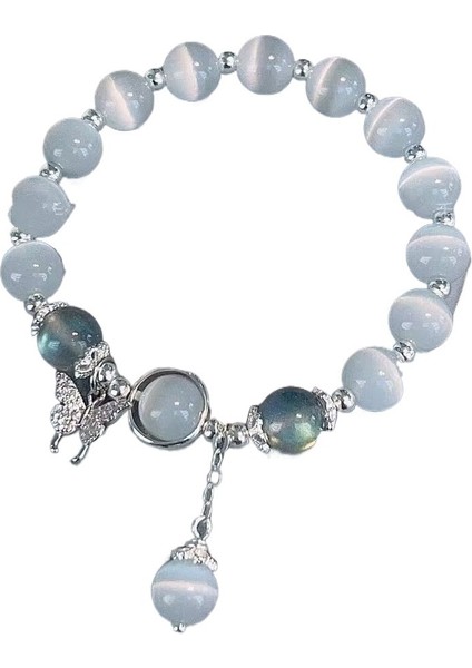 Taklit Kedi Gözü Kelebek Bilezik Kadın Ins Niş Tasarım Gri Ay Işığı Bilezik Çok Yönlü Mizaç Moda Öğrenci (Yurt Dışından)