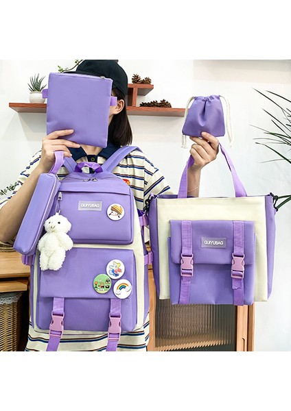 Büyük Kapasiteli Beş Parçalı Çift Omuzlu Okul Çantası (Yurt Dışından) modelleri