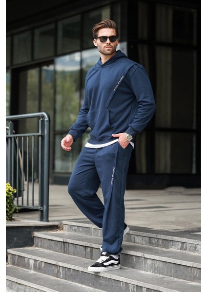 Lacivert Kapüşonlu Kanguru Cep Erkek Eşofman Takımı E7325 fırsatları