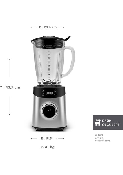Dijital Ekran Inox Smoothıe Blender 1800 W fiyatları