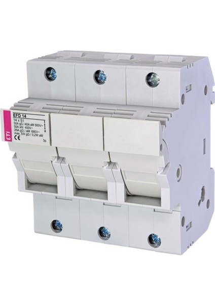 EFD14-3P ,3-Faz 14X51MM 50A Kartuş Sigorta Yuva