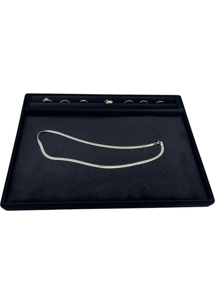 Yeni Model Tay Tüyü Siyah Renk 24X34 cm Yanları Sosisli Servis Sunum Tablası