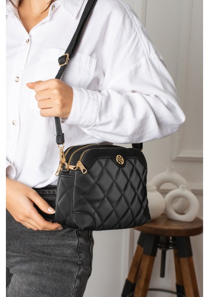 1267 Çapraz Askılı 4 Bölmeli Kadın Omuz ve Çapraz Çanta