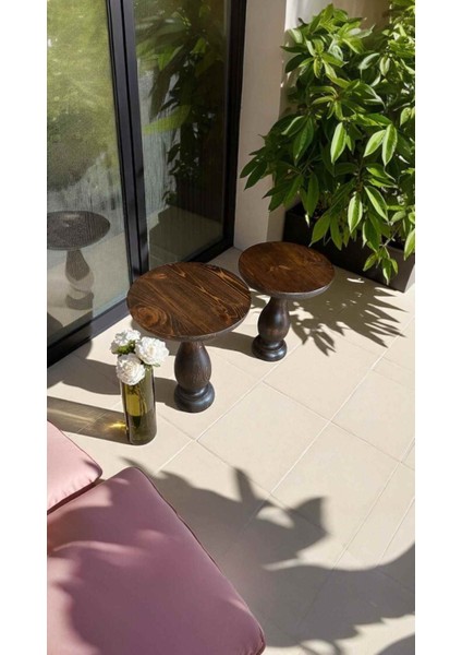 2’li Ahşap Mantar Sehpa Seti – Ceviz Renk Modern Yan Sehpa Takımı fiyatları