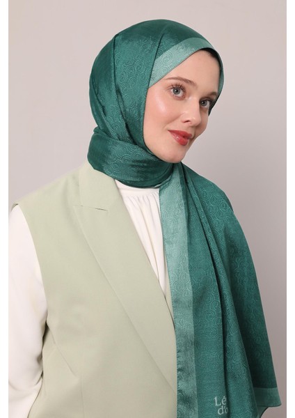 Yeşil Halka Desen Monogram Şal