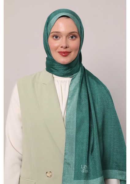 Yeşil Halka Desen Monogram Şal modelleri