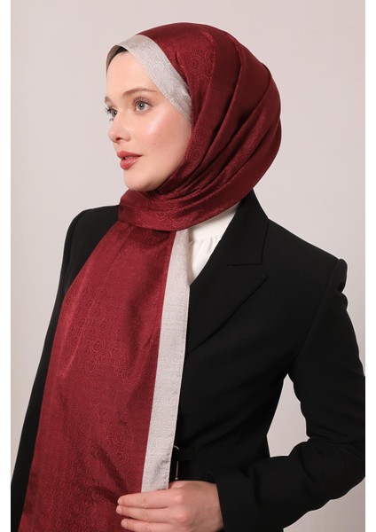 Bordo Halka Desen Monogram Şal