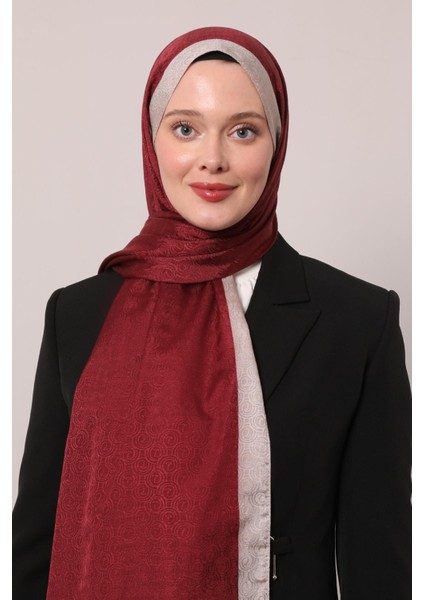 Bordo Halka Desen Monogram Şal modelleri