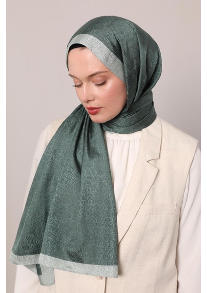 Yosun Yeşili Halka Desen Monogram Şal