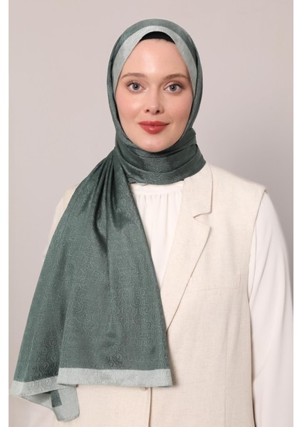 Yosun Yeşili Halka Desen Monogram Şal modelleri