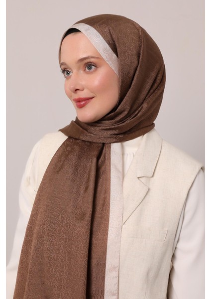 Bej-Kahve Halka Desen Monogram Şal