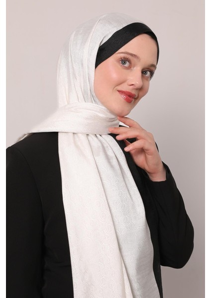 Ekru Halka Desen Monogram Şal fiyatları