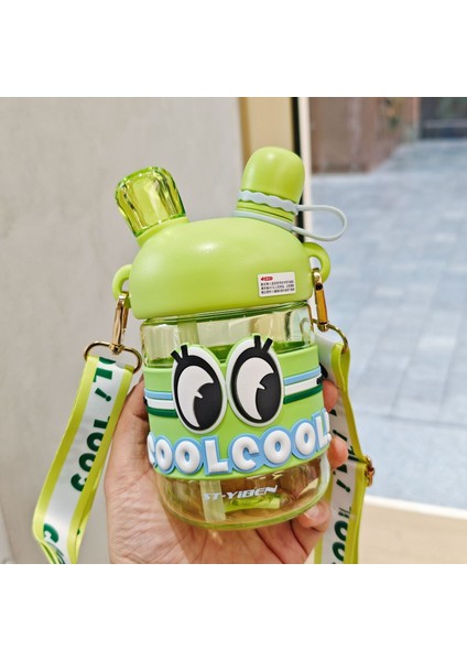 Büyük Gözler Çift Içmeli Plastik Su Şişesi Öğrenci Pipetli Kupa Çocuk Düz Içme Kupa (Yurt Dışından)